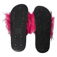 ladies pink faux fur slide sandals
