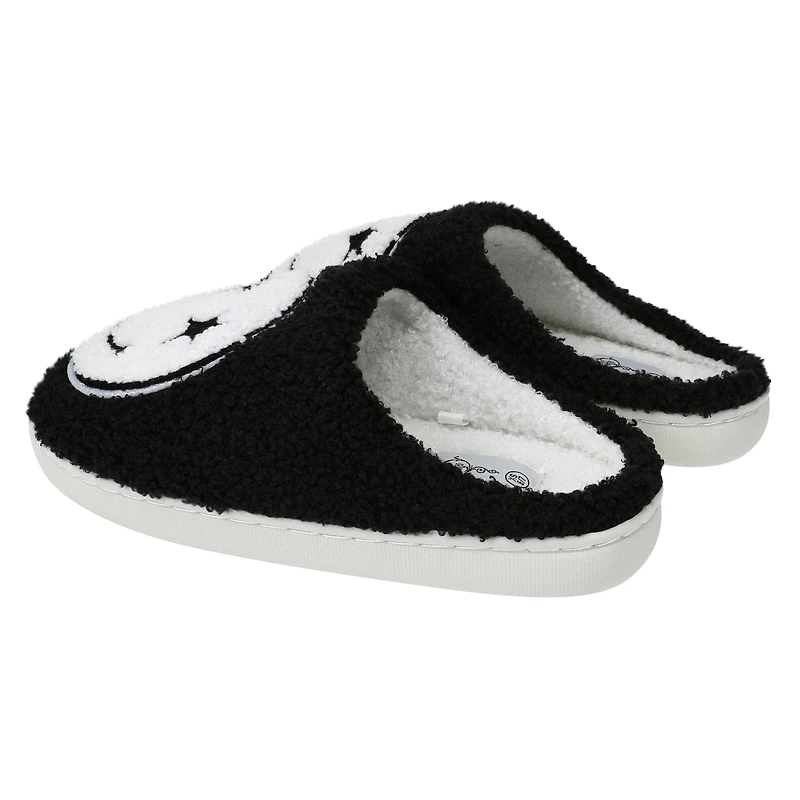 ladies blue happy face slippers