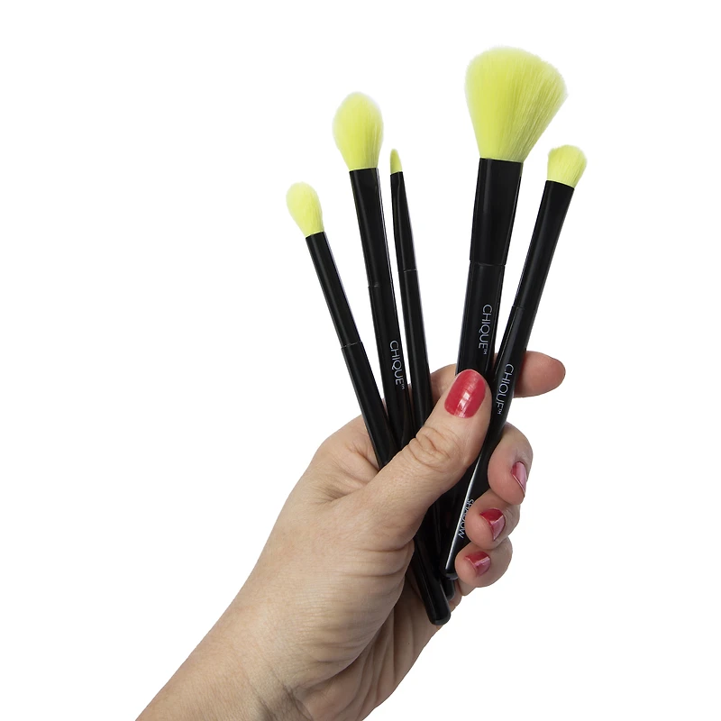 Chique™ Makeup Brush Kit 5-Count - Neon Yellow