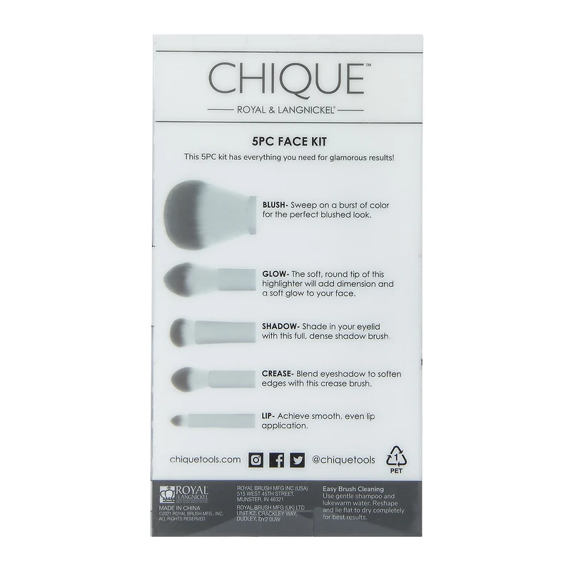 Chique™ Makeup Brush Kit 5-Count - Neon Yellow