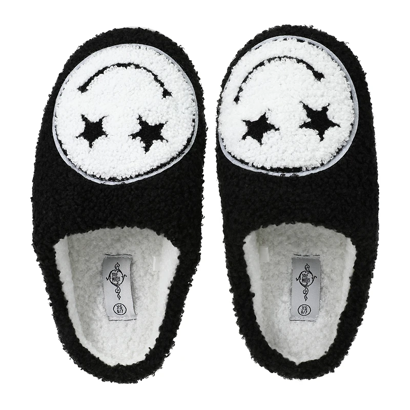 ladies blue happy face slippers