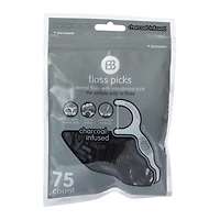 bb charcoal infused dental floss picks 75-count