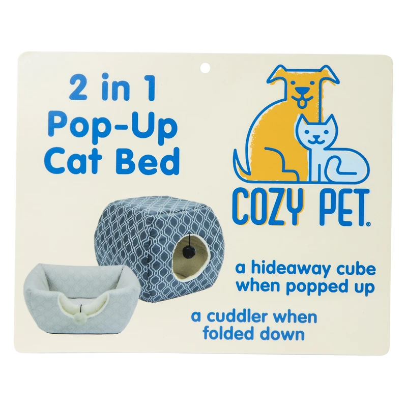 2-in-1 pop-up cat bed & hut