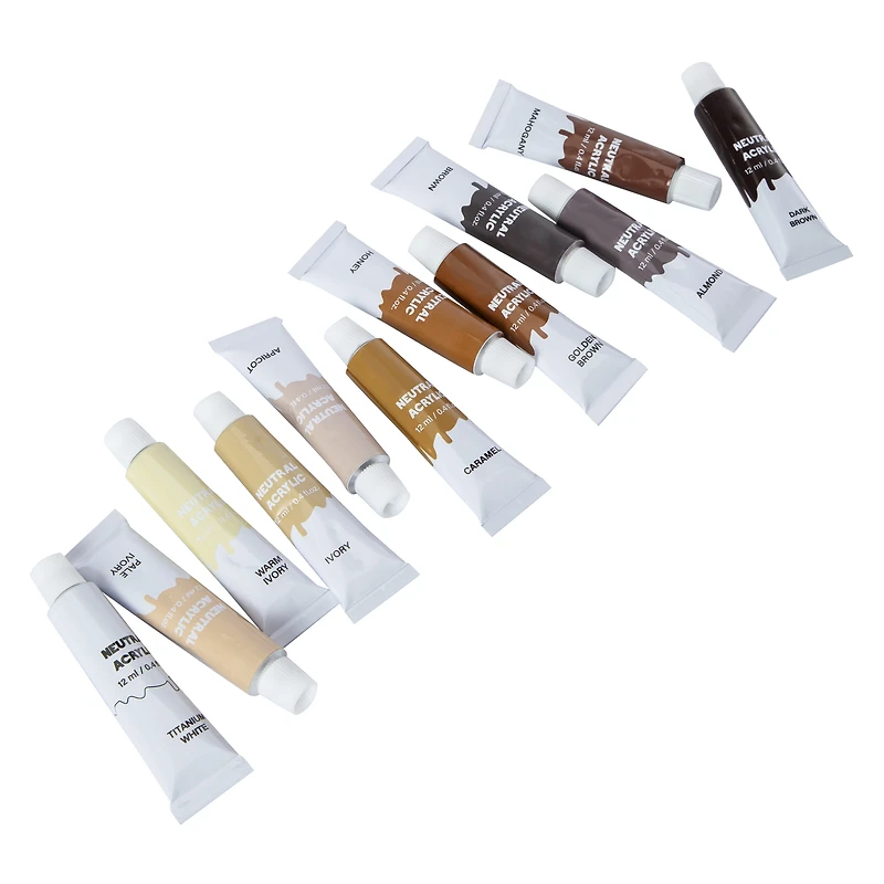 neutral acrylic paints 12-count