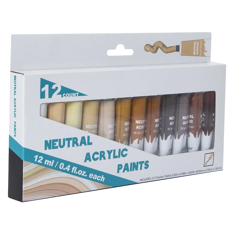 neutral acrylic paints 12-count