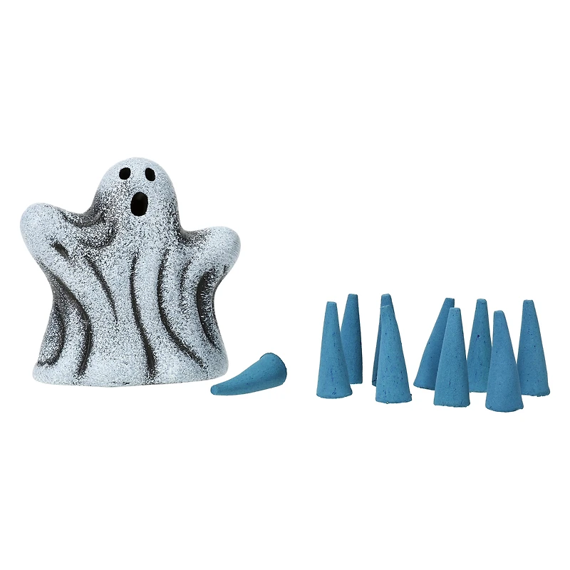 ceramic ghost cone incense burner 11-piece kit