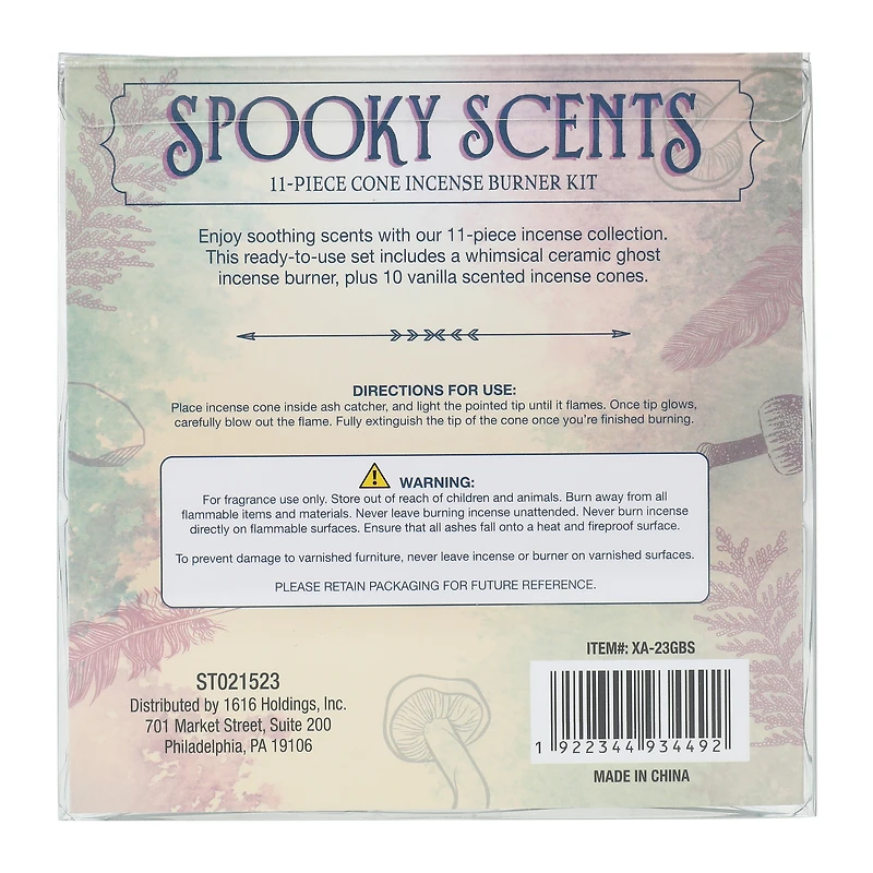 ceramic ghost cone incense burner 11-piece kit