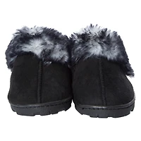 ladies black lug sole faux fur scuff slippers