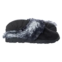 ladies black lug sole faux fur scuff slippers