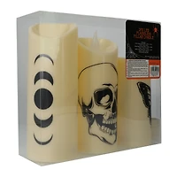 LED flameless halloween pillar candles 3-count