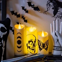 LED flameless halloween pillar candles 3-count