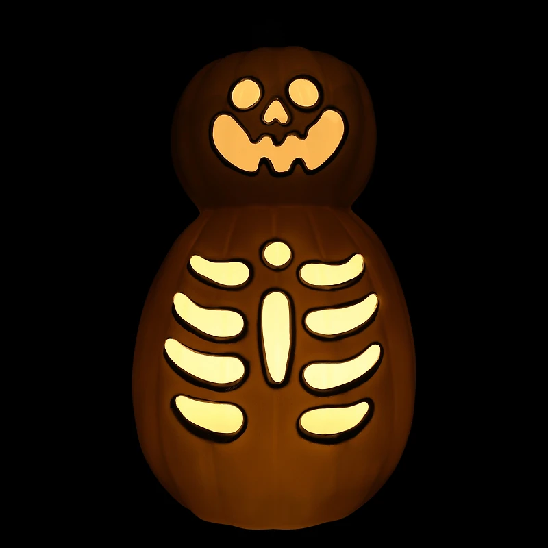 LED light up skeleton pumpkin decorations 15.35in