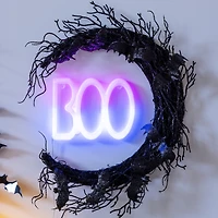 crescent moon halloween branch wreath 18in