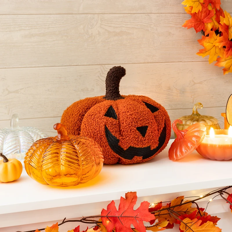 faux sherpa pumpkin pillow 9in x 7.87in