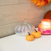etched glass pumpkin decoration 6in