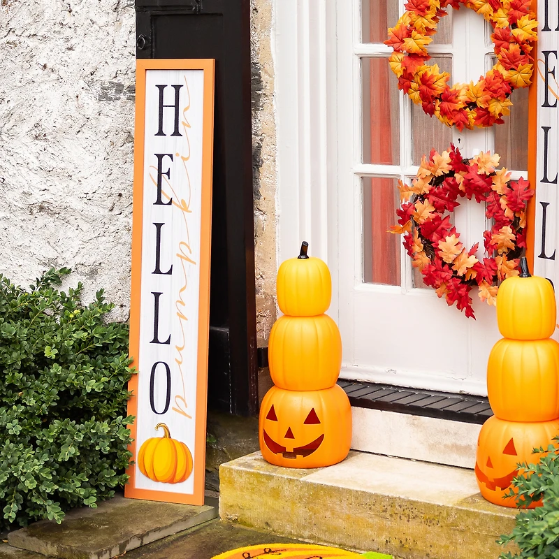 'hello pumpkin' fall porch board sign 48in