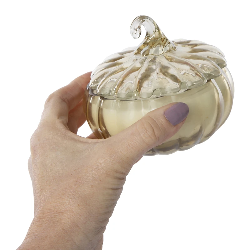 glass pumpkin candle