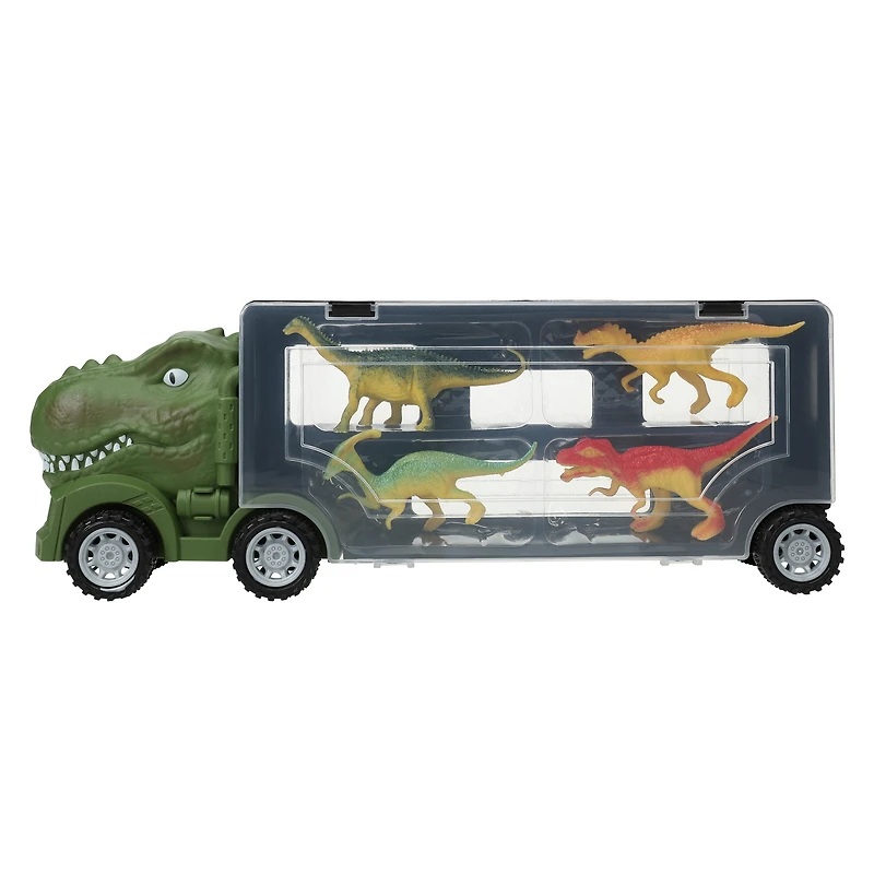 dino transporter truck with 4 dinosaur figures