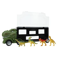 dino transporter truck with 4 dinosaur figures
