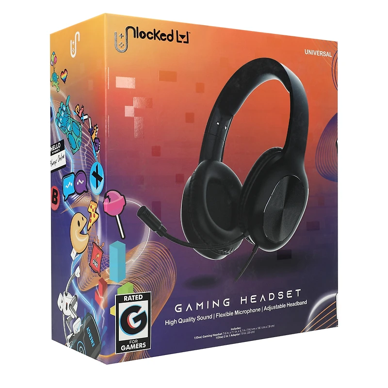 unlocked lvl™ metallic wired gaming headset with mic
