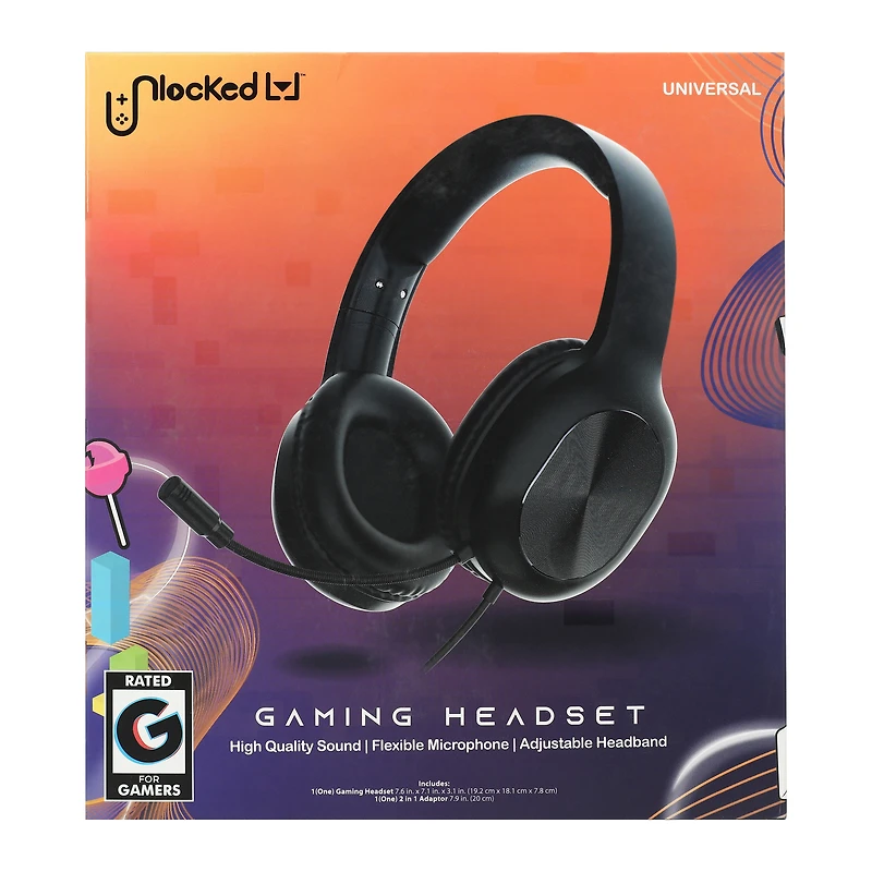 unlocked lvl™ metallic wired gaming headset with mic