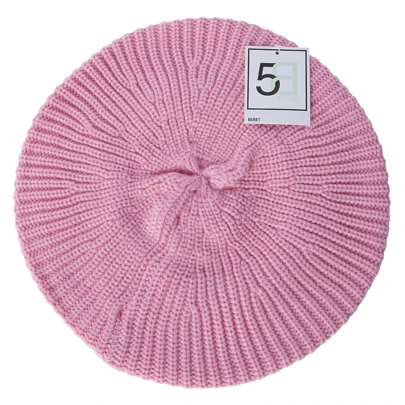 ribbed knit beret hat