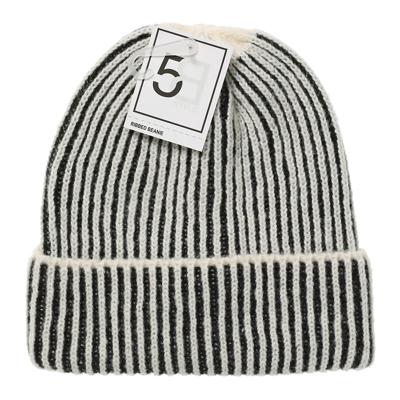 brioche ribbed knit beanie