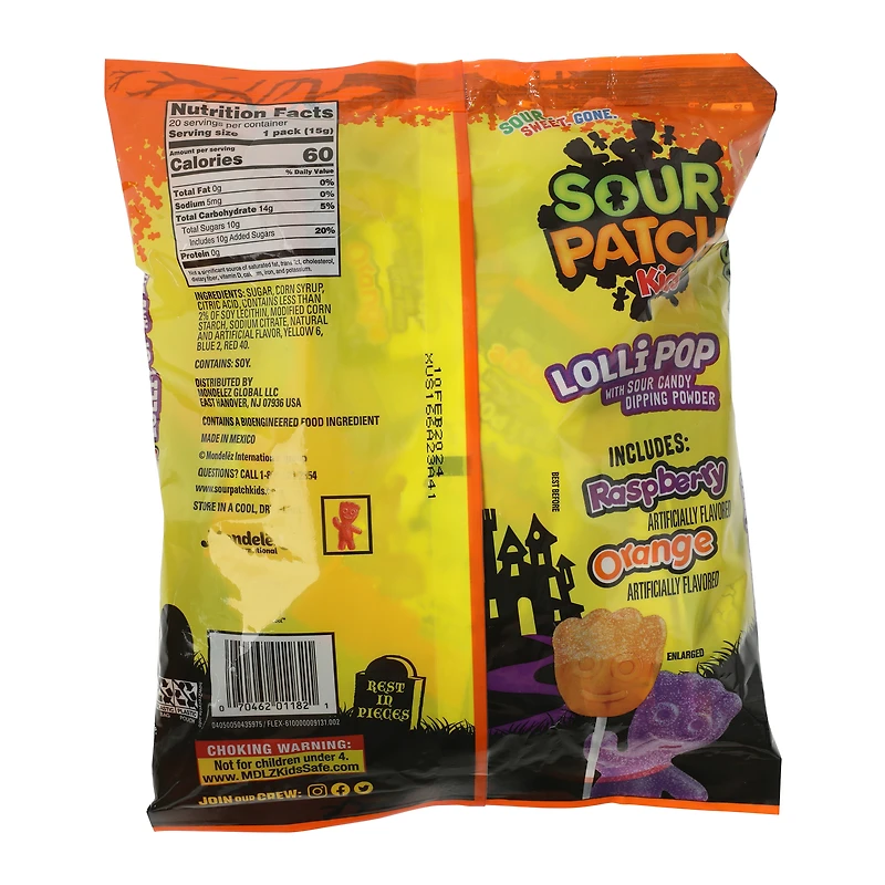 sour patch kids® halloween lollipops with dip 10.58oz