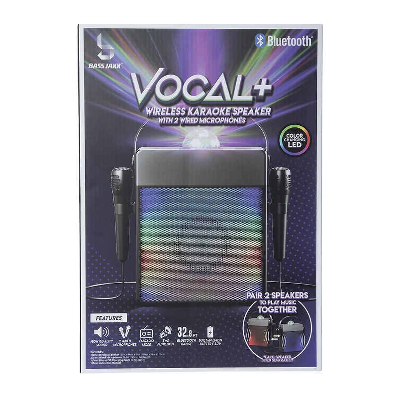 LED bluetooth® wireless karaoke speaker with 2 microphones