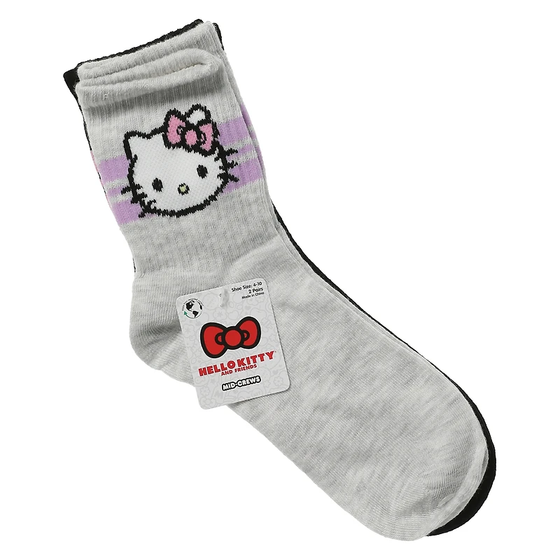 hello kitty® ladies mid-crew socks 2-pack