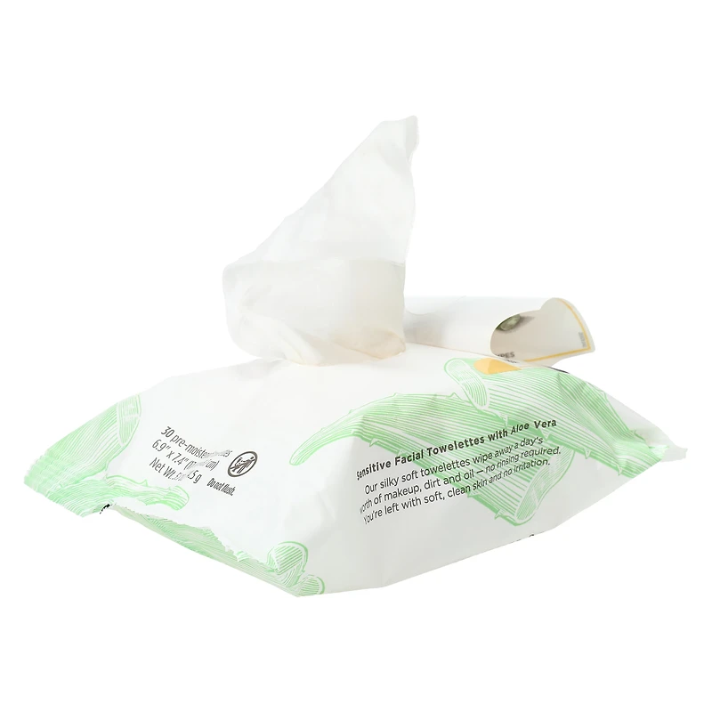 burt’s bees® sensitive facial towelettes with aloe vera 30-count