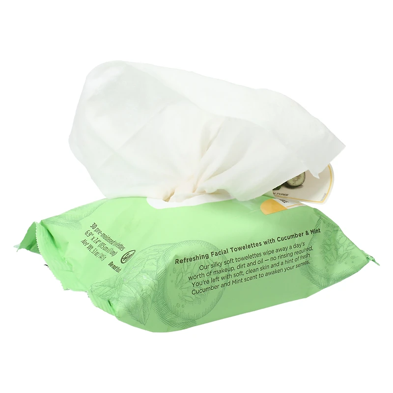 burt’s bees® refreshing facial towelettes with cucumber & mint 30-count