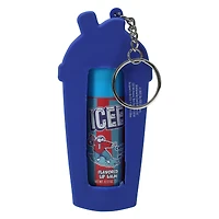 icee® blue raspberry flavored lip balm & keychain