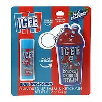 icee® blue raspberry flavored lip balm & keychain