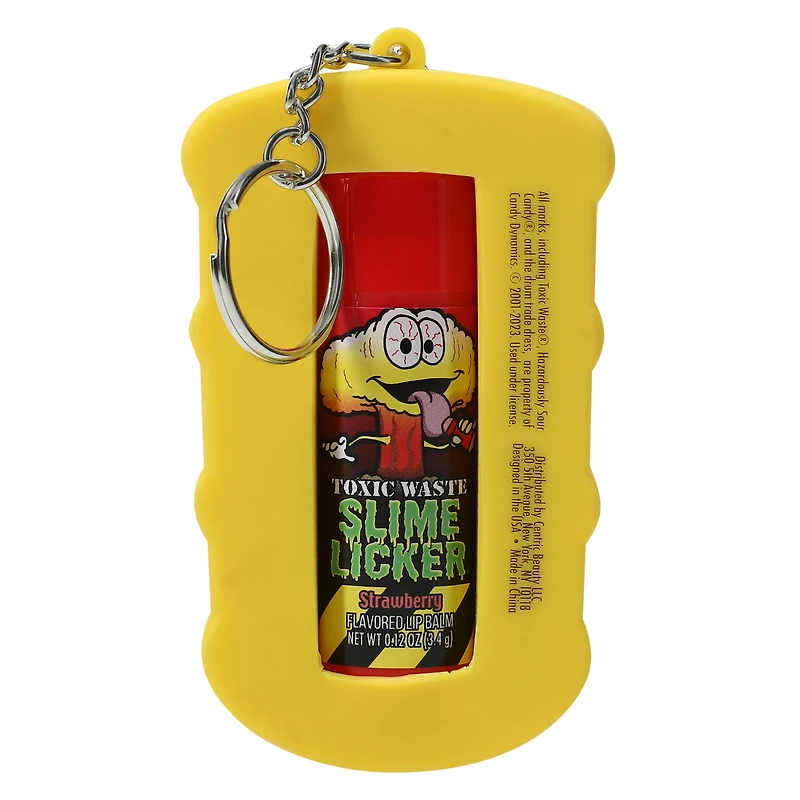 slime licker® toxic waste strawberry flavored lip balm & keychain