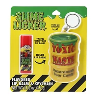 slime licker® toxic waste strawberry flavored lip balm & keychain