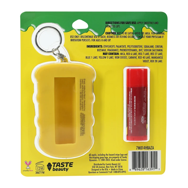 slime licker® toxic waste strawberry flavored lip balm & keychain