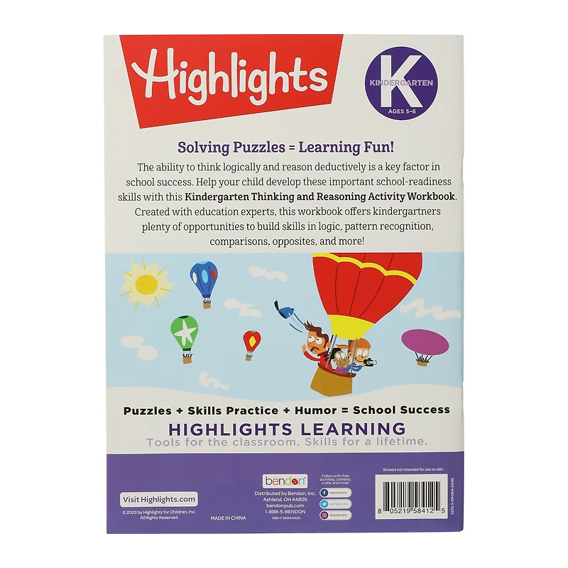 highlights® kindergarten thinking & reasoning activity workbook