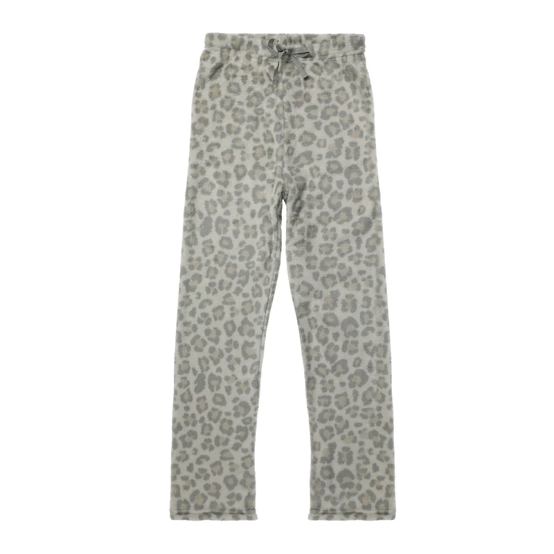 gray cheetah plush lounge pants
