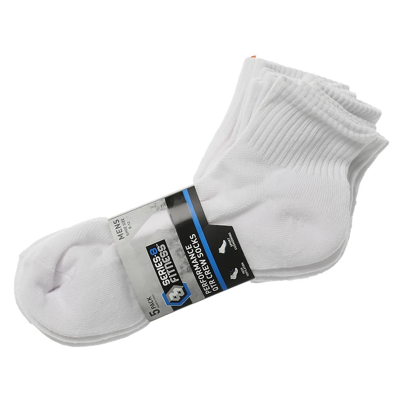 Series-8 Fitness™ Mens Quarter Crew Performance Socks 5-Pack
