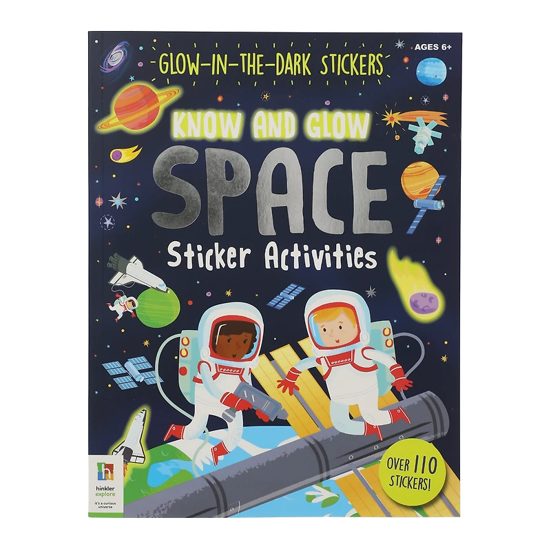 glow-in-the-dark space sticker activity book with over 110 stickers