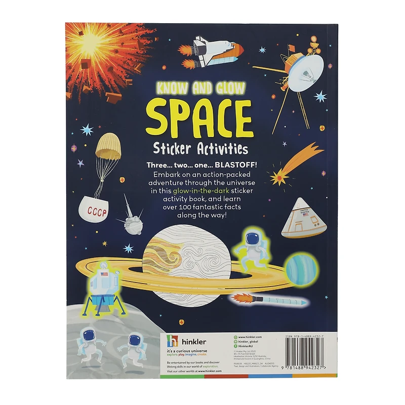glow-in-the-dark space sticker activity book with over 110 stickers