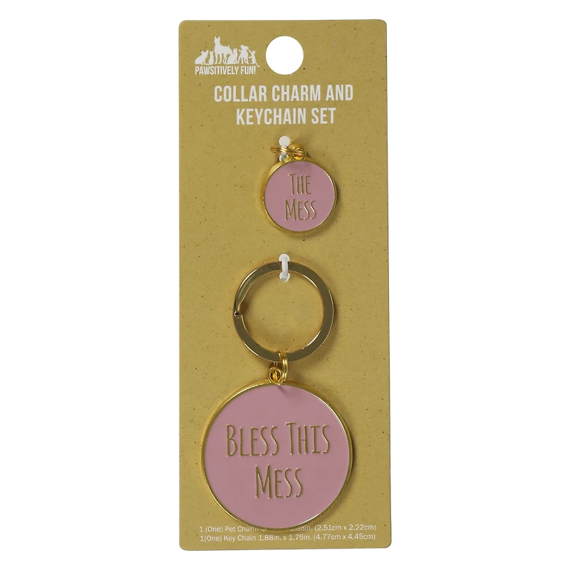 Pet Collar Charm & Keychain Set - Bless This Mess