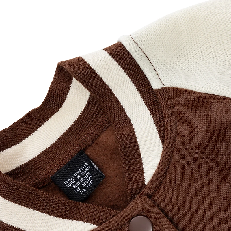 brown bomber varsity jacket