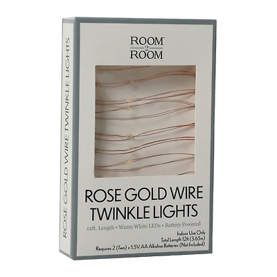 rose gold wire LED string lights 12ft