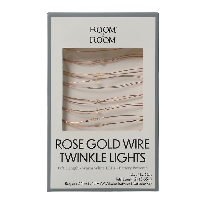 rose gold wire LED string lights 12ft