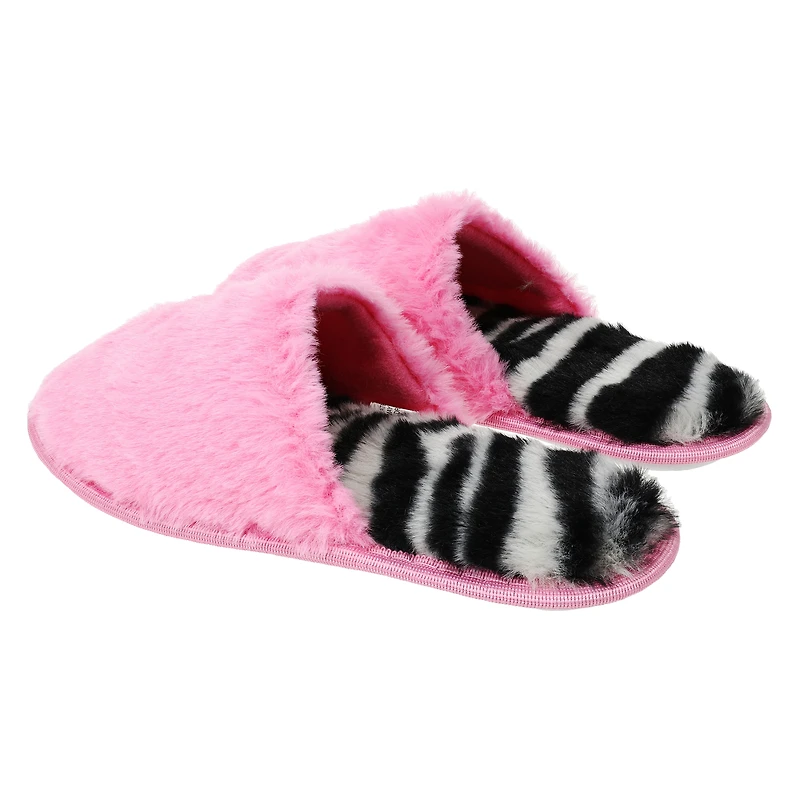Ladies Fuzzy Scuff Slippers
