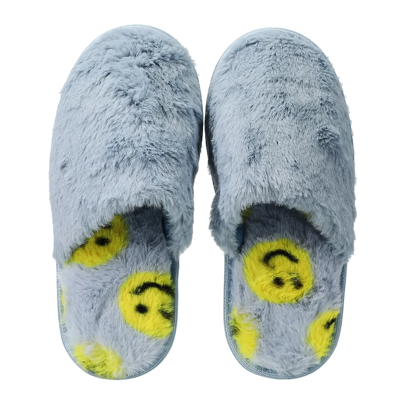 ladies ivory fuzzy scuff slippers