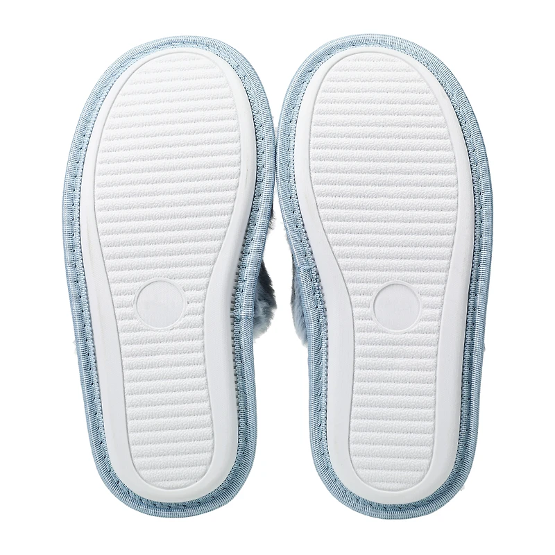 ladies ivory fuzzy scuff slippers