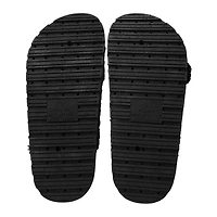 ladies black sherpa double buckle sandals